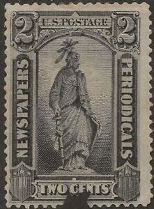 United States Newspaper Stamp 1895 SC PR9 2c Black Mint MH Spacefiller CV $300