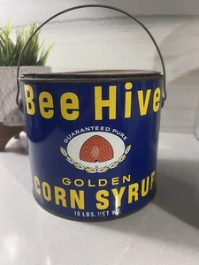 Bee Hive Golden Corn Syrup VTG Tin Red/Yellow/Gold 10LBS Capacity - Picture 1 of 7