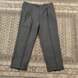 Pantalón BILL BLASS Super 100s Para Hombre Plisado Puños Gris Lana Peinada Cintura 40 x 30 - Imagen 1 de 6