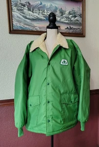 Vintage Upstream Pioneer Samen grün Farm Sherpa gefütterter schwerer Knopf Mantel Herren XXL - Bild 1 von 17