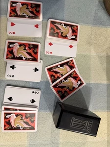 Vintage KEM Plastik Doppel Spielkarten Bakelit Koffer 1935 komplett Decks VÖGEL - Bild 1 von 9