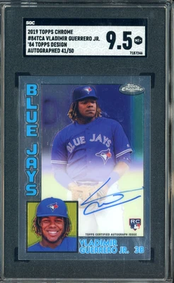 2019 Topps Chrome '84 Design Vladimir Guerrero Jr RC Rookie AUTOMÁTICO 41/50 SGC 9.5 - Imagem 1 de 2