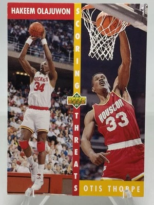 Hakeem Olajuwon Otis Thorpe 1992-93 Upper Deck Scoring Threats #501 Rockets - Image 1 of 2