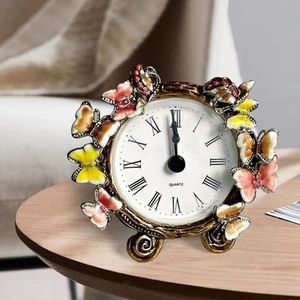 Retro Vintage Table Clock Battery Operated Roman Numerals Rustic Metal Clock - Picture 1 of 7