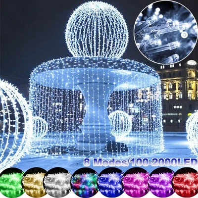 2000 LED Fairy Lights Plug in Christmas Tree String Lights Mains Outdoor Garden