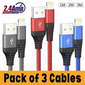 Heavy Duty Braided Long USB Fast Charger Cable For iPhone 14 Pro Max 13 12 11 XS - Picture 1 of 9