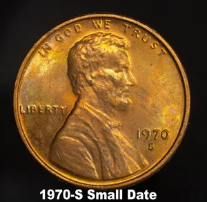 Penny centesimo commemorativo Lincoln 1970-S piccola data - FDC con tonificazione arcobaleno #524 - Foto 1 di 11