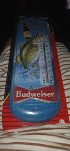 BUDWEISER THERMOMETER SIGN METAL EMBOSSED 5"×17" YOUVE EARNED IT 2007 - Picture 1 of 10
