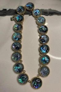 Authentic Kendra Scott Adrianna Abalone Encased In Glass Necklace W/ Pouch RARE - Picture 1 of 10