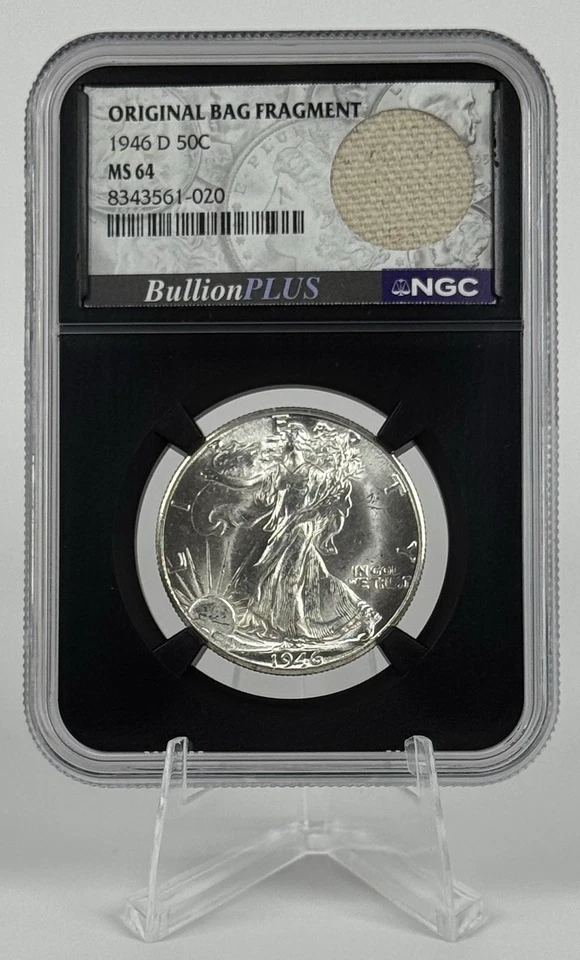 1946-D Walking Liberty NGC MS64 Original Bag Fragment Bullion Plus RPM Die Crack - Image 1 of 4