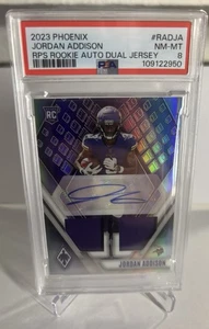 NFL Panini Phoenix 2023 - Jordan Addison RC - Patch/Auto - 078/125 - PSA 8 - Bild 1 von 2