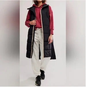 Free People On The Move Puffer Long Vest Front Zipper Closure Jacket Coat size M - Picture 1 of 9