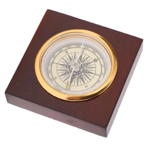 Vintage Compass Aluminum Alloy Compass With Wooden Box For Camping Hiking -H - Picture 1 of 12