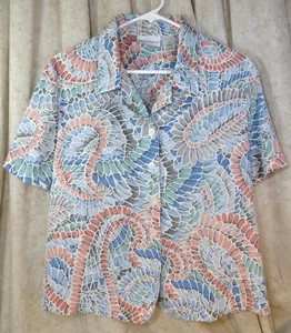 Women's Top Alfred Dunner Petite Short Sleeve Floral Button-Up Blouse Size 18P - Picture 1 of 6
