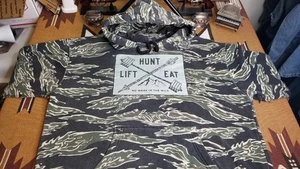 Men's Hunt Lift Eat Military Mike Force Tiger Stripe Camouflage Gym Hoodie Large - Picture 1 of 21