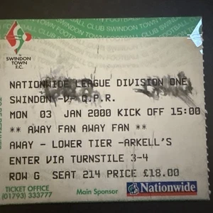 Swindon Town gegen QPR (Division 1 99/2000) 1.3.2000 Match Ticket - Bild 1 von 2