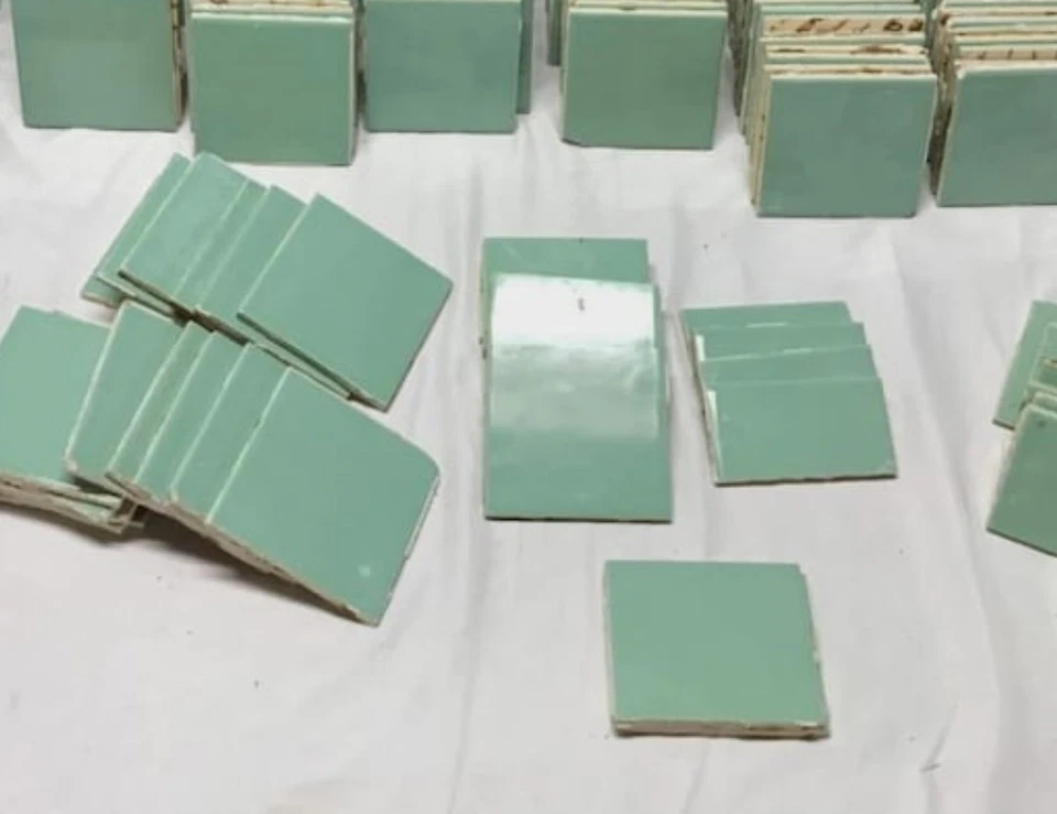 Vintage USA stylon glossy jadeite (light green) Ceramic tile - Image 1 of 2