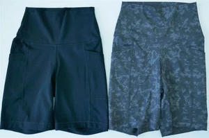NWOT Yogalicious 7” Hi Waist Biker Yoga Shorts 2 Pack XS Black+Gray Camo Pockets - Picture 1 of 6