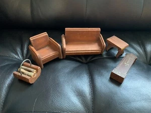 Vintage 1950s (?) Solid Wooden Dollhouse Furniture  possibly Stombecker - Picture 1 of 8