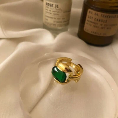 Ring 925 Silber Sterling Damen Gold Zirkonia Grün Größe Verstellbar Anpassbar - Bild 1 von 4