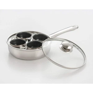 4-Cup Stainless Steel Egg Poacher Pan with Glass Lid Nonstick Egg Cups - Picture 1 of 5