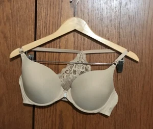 Women’s Lily Of France Beige Bra 38C Fasten Front Adjustable Straps Lace Padded - Picture 1 of 3