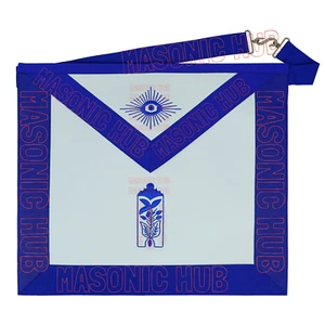 Masonic JUNIOR WARDEN Faux Leather Apron Royal Blue Trim - Blue Lodge Officer - Picture 1 of 5