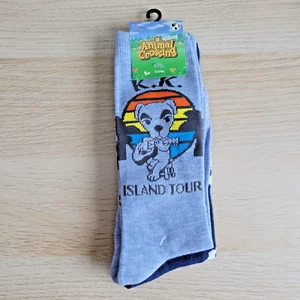 Nintendo ANIMAL CROSSING Socks Size 6.5-12 KK Slider Island Tour Crew 2 Pair NEW - Picture 1 of 5