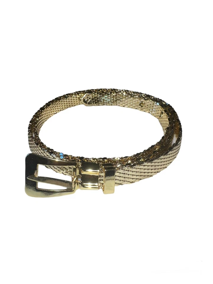 CINTURÓN ARTICULADO MALLA METÁLICA TONO DORADO VINTAGE LATÓN 32" Foto 1 de 1