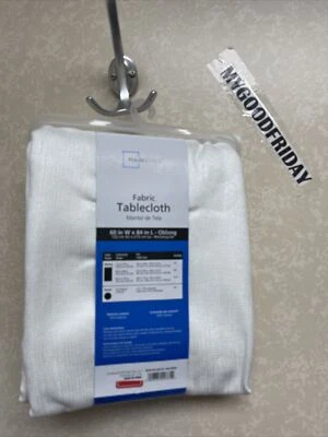 Artic White Cloth Fabric Tablecloth 60"W x 80"L Rectangle Kitchen Table - Image 1 of 4