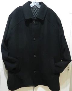 J. FERRAR Black Wool Blend Full-Zip Pea Coat XL - Picture 1 of 20