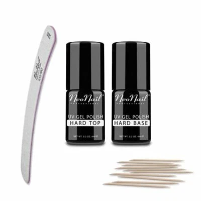 Neonail uv Nagellack Set Hard Base 7,2 ml + Hard Top 7,2 ml + Nagelfeile - Bild 1 von 3