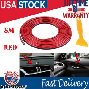 Car Interior Decor Red Point Edge Gap Door Panel Molding Line Trim Accessories - Picture 1 of 8