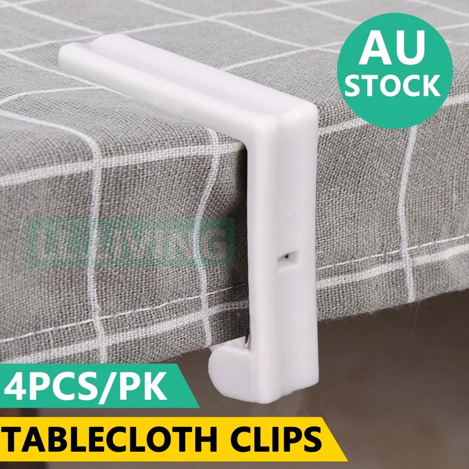 4Pcs Tablecloth Clips Desk Table Cloth Cover Clamps Holder Party Wedding White - image 1 of 4