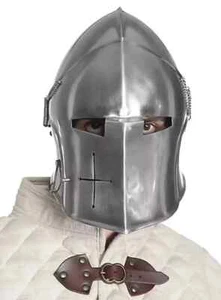 Medieval Barbuta Helmet Knight Templar Crusader Armor Helmet Silver Larp Costume - Picture 1 of 9