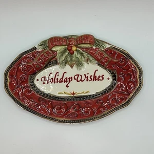 Christmas Fitz and Floyd Holiday Wishes Damask Holiday Cookie Platter 10" - Picture 1 of 5