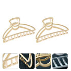 2 Pcs Hollow Alloy Hair Clip Miss French Claw Jaw Clamp for Women Girls