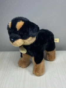 Aurora Miyoni Rottweiler Dog Plush Stuffed Animal Toy 9" Tan Black - Picture 1 of 6