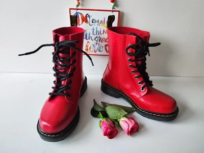 Botas de agua de lluvia Dr Martens Drench Wellington Festival Welly botas rojas UK4 EU37 US6 Foto 1 de 4