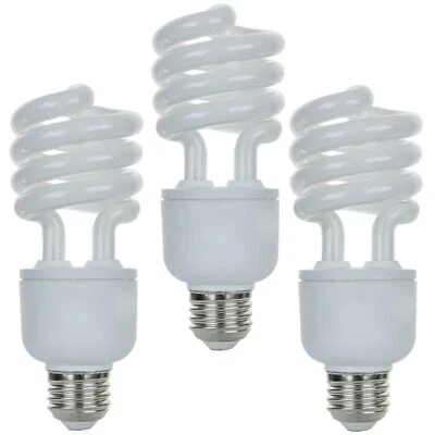 3Pack CFL Spiral Light Bulb, T3, 20W, 2700K, E26, 1350LM, 120V - Image 1 of 4