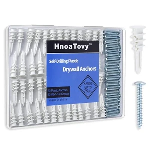 100PCS in 50 Sets, Drywall Anchors and Premium Drywall Screws, Wall Anchors - Picture 1 of 7