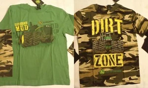 JOHN DEERE Boys XS 4 5 Long Sleeve Cotton Camouflage or Green Shirt Choice NWT - Picture 1 of 4