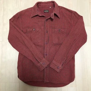 THE FLAT HEAD Flannel Shirt Houndstooth Red Size 38 Used From Japan - Picture 1 of 4