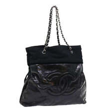 CHANEL Chain Shoulder Bag Patent leather Black CC Auth bs8271