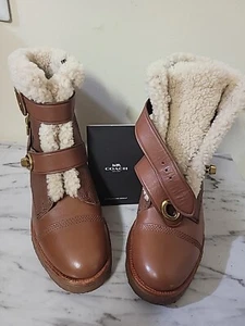 Coach Preston Shearling Motorradstiefel Größe 8B, Q8868 - Bild 1 von 11