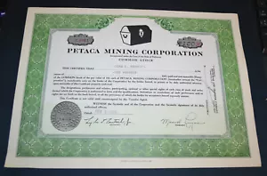 Petaca Mining Corporation 1955 Aktienzertifikat - Bild 1 von 1