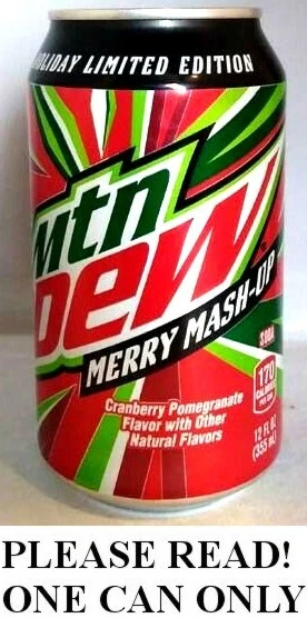 Mountain Dew Merry Mash-up Cranberry Pomegranate 2019 Holiday Full 12oz Can