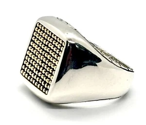 John Hardy Classic Chain Silver & 18K Gold Jawan Signet Ring size 10 #86 - Picture 1 of 5