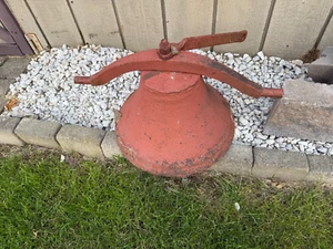 Antique 1800's Cast Iron C.S. Bell Church School Farm Bell & Harp - Picture 1 of 3