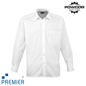 Mens Long Sleeve Shirt Plain Classic Poplin Easy Care Pocket Premier All Sizes - Picture 1 of 27